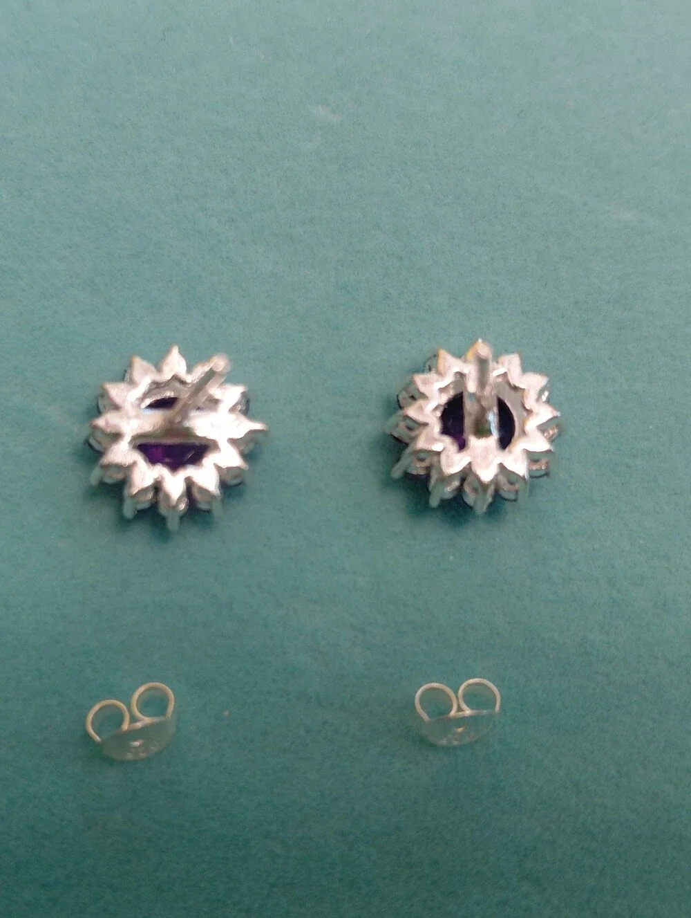 Dainty Amethyst Flower Silver Stud Earrings